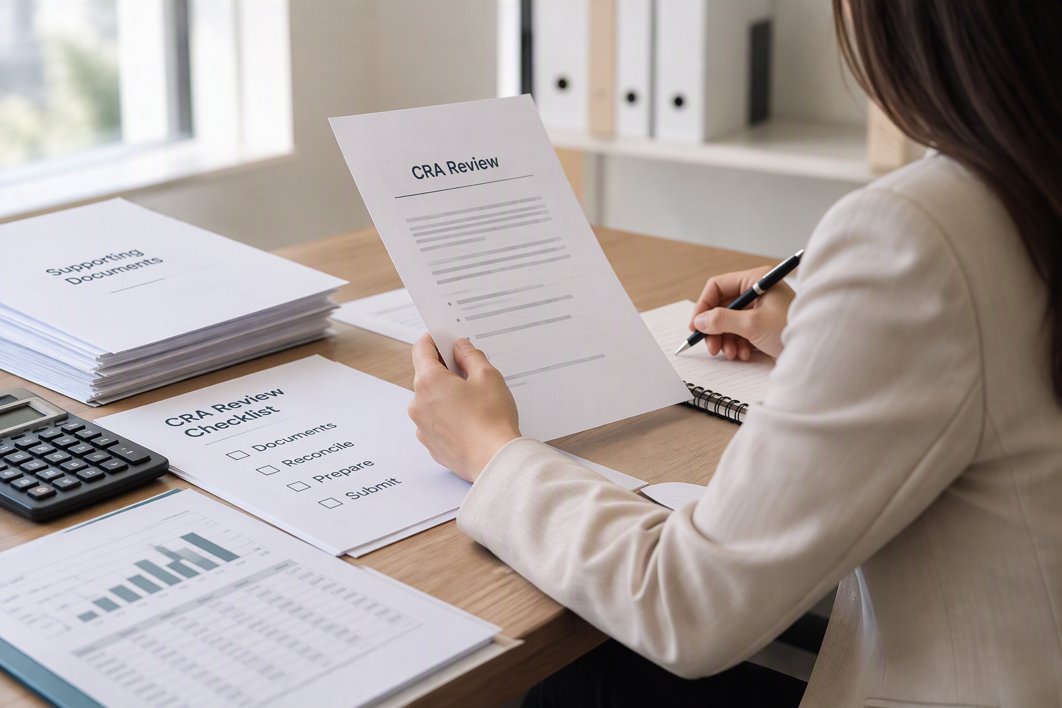Prepare for a CRA review with a response letter, supporting tax records and document checklist.